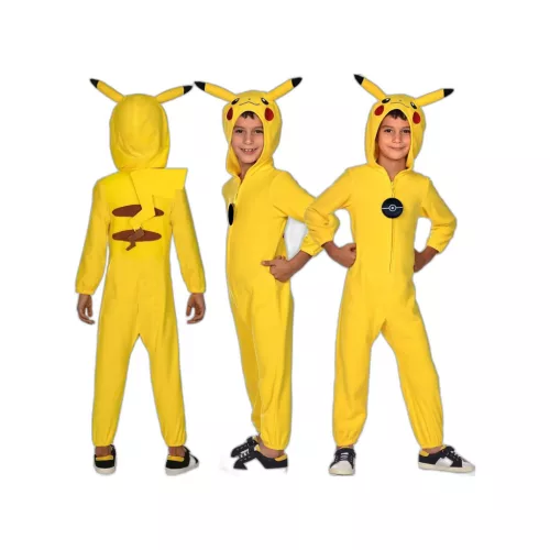 Pikachu gyerekjelmez – Amscan, 8–10 éveseknek (134 cm), kapucnis overál