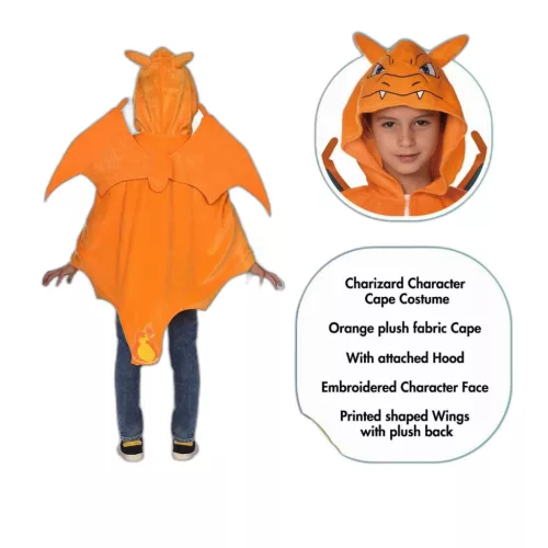 Amscan Pokémon Charizard jelmez köpeny – narancssárga, 8–12 éves gyermekeknek