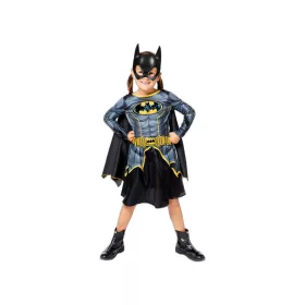   Batgirl jelmez lányoknak – 8–10 éveseknek | Fekete-sárga ruha köpennyel és maszkkal | Hivatalos DC licenc