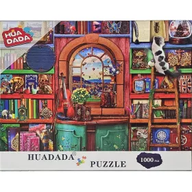  HUADADA 1000 db-os puzzle – Varázslatos könyvespolc cicával