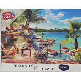   HUADADA 1000 db-os puzzle – Pálmafás tengerpart csónakokkal
