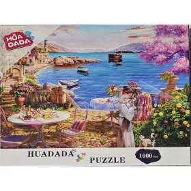 HUADADA 1000 db-os puzzle – Virágos tengerparti terasz